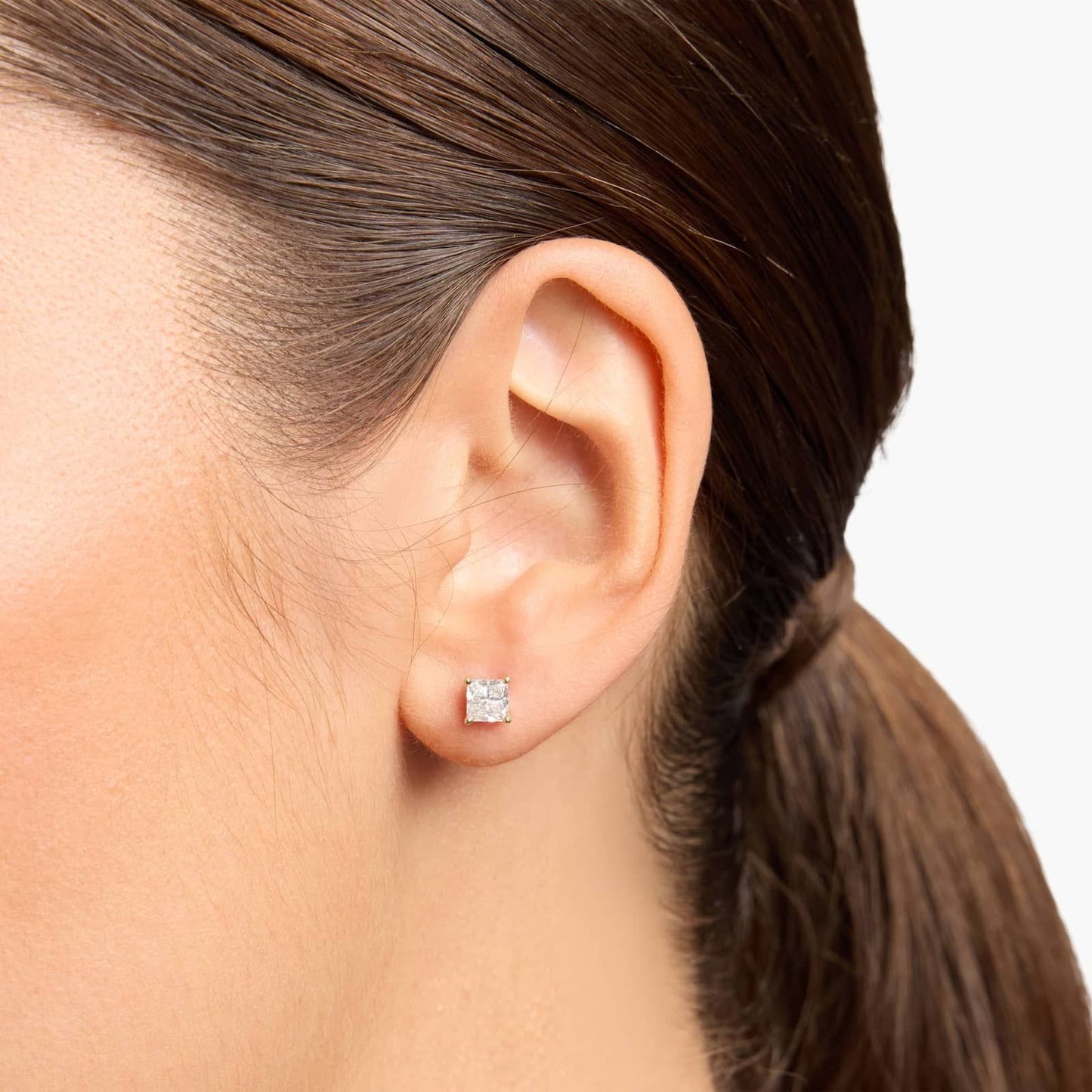 9K Princess Cut Lab Diamond Earrings