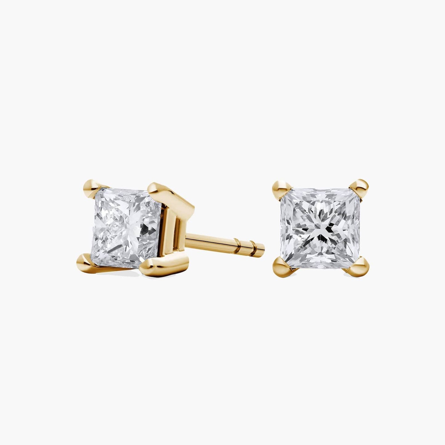 9K Princess Cut Lab Diamond Earrings