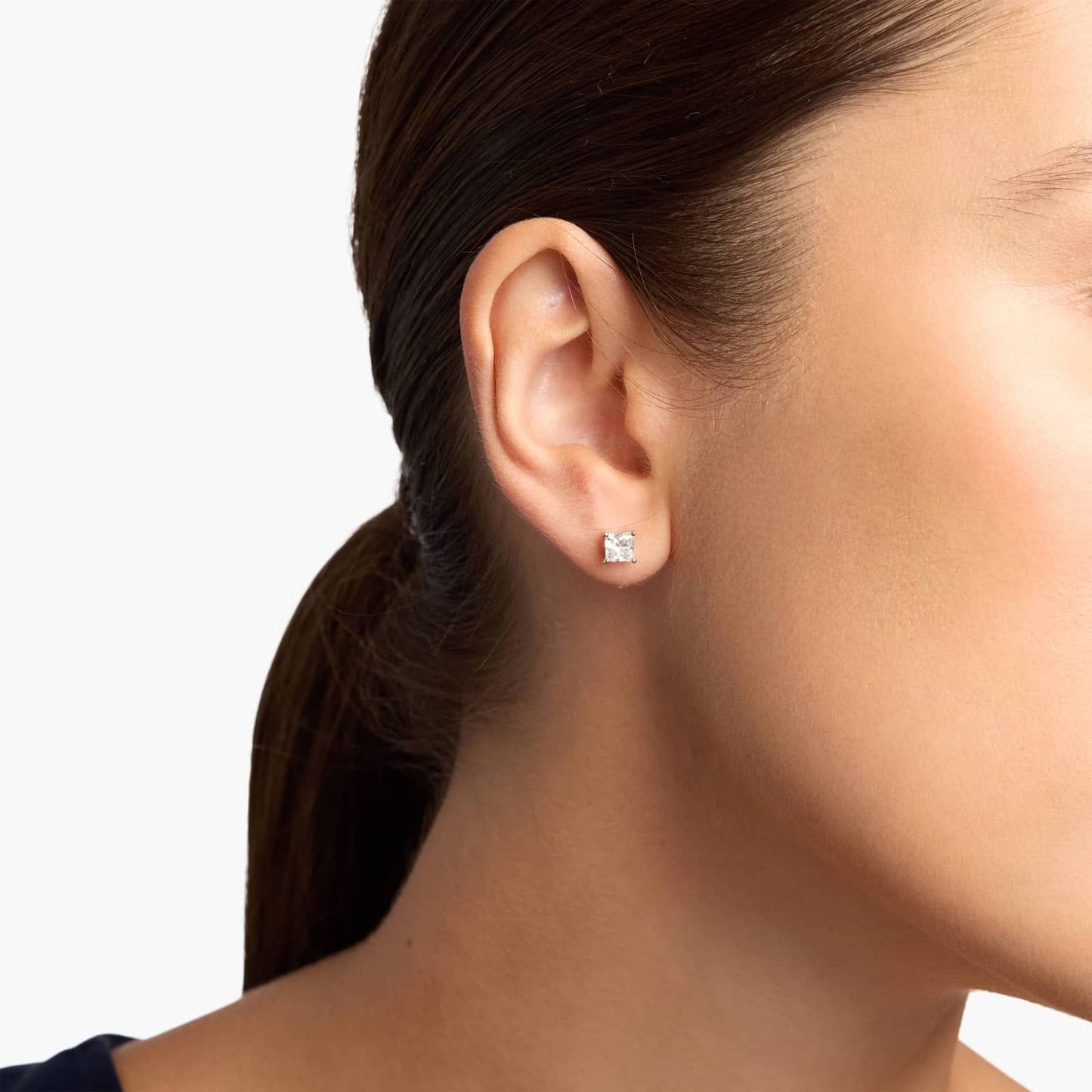 9K Princess Cut Lab Diamond Earrings
