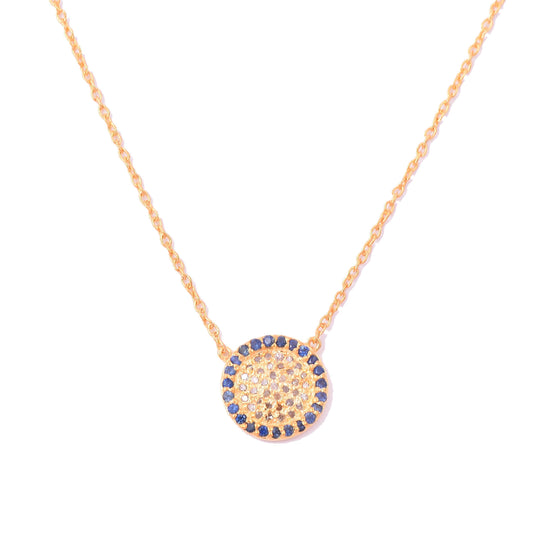 Blue Sapphire Evil Eye Diamond Silver Necklace