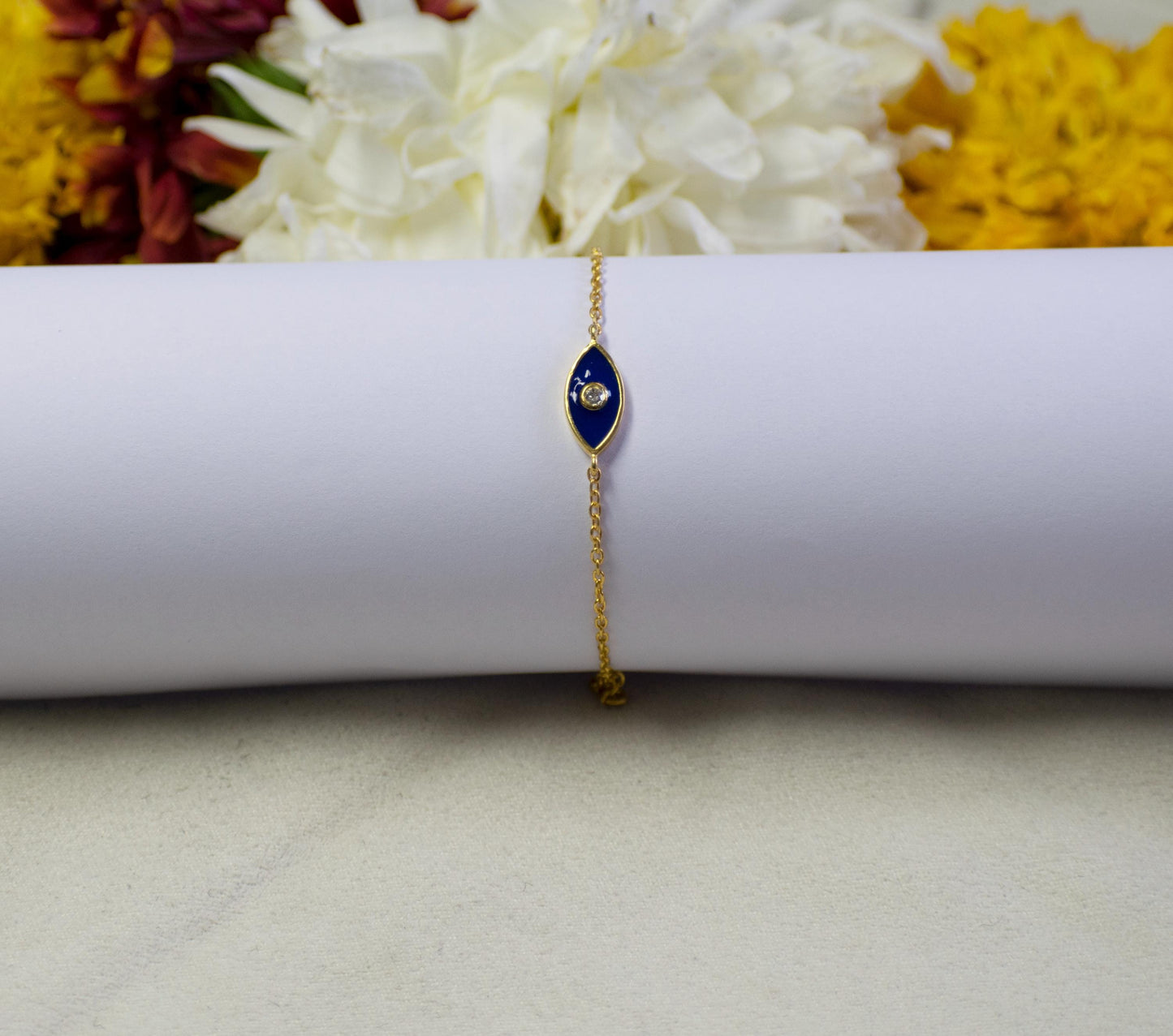 Blue Enamelled Evil Eye Diamond Bracelet