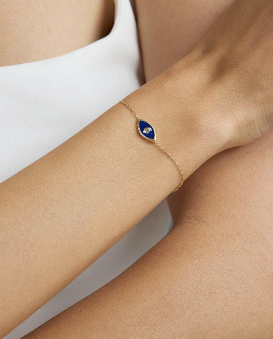 Blue Enamelled Evil Eye Diamond Bracelet
