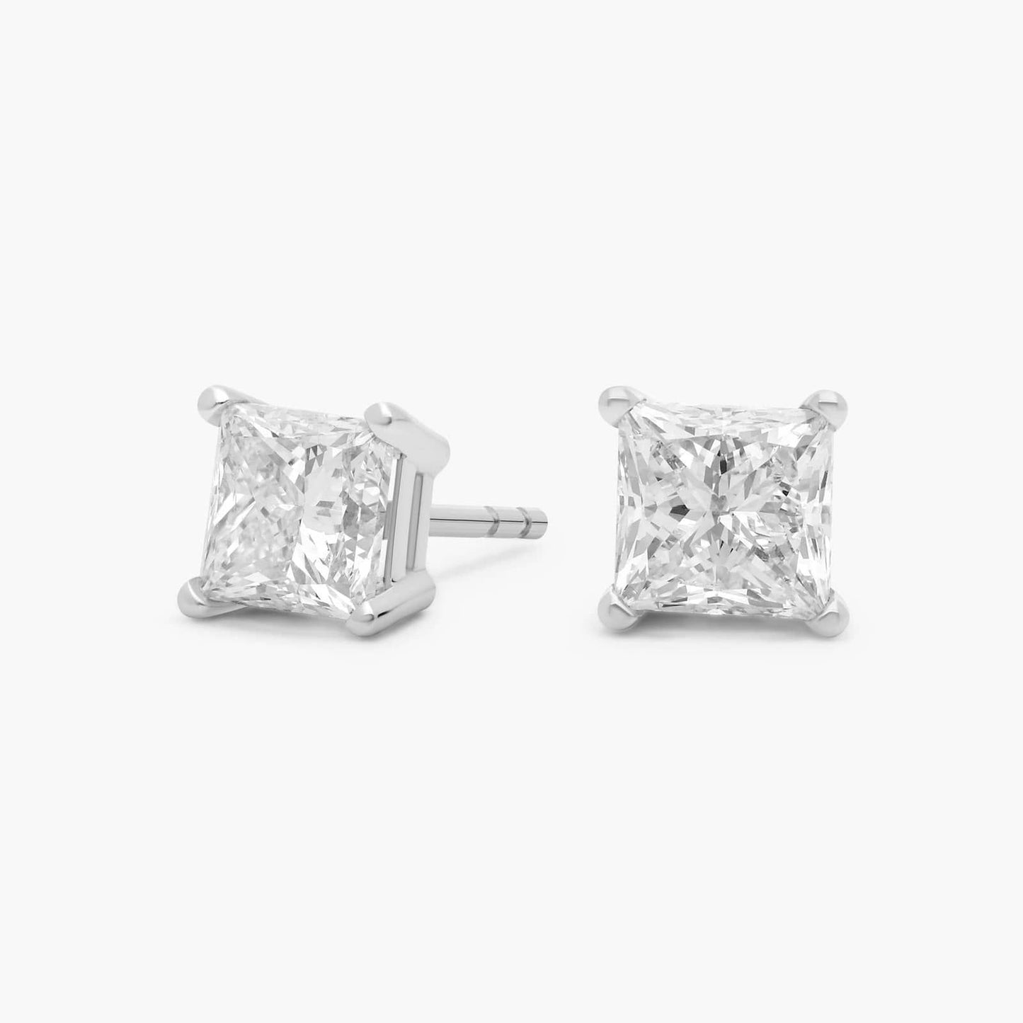 9K Princess Cut Lab Diamond Earrings