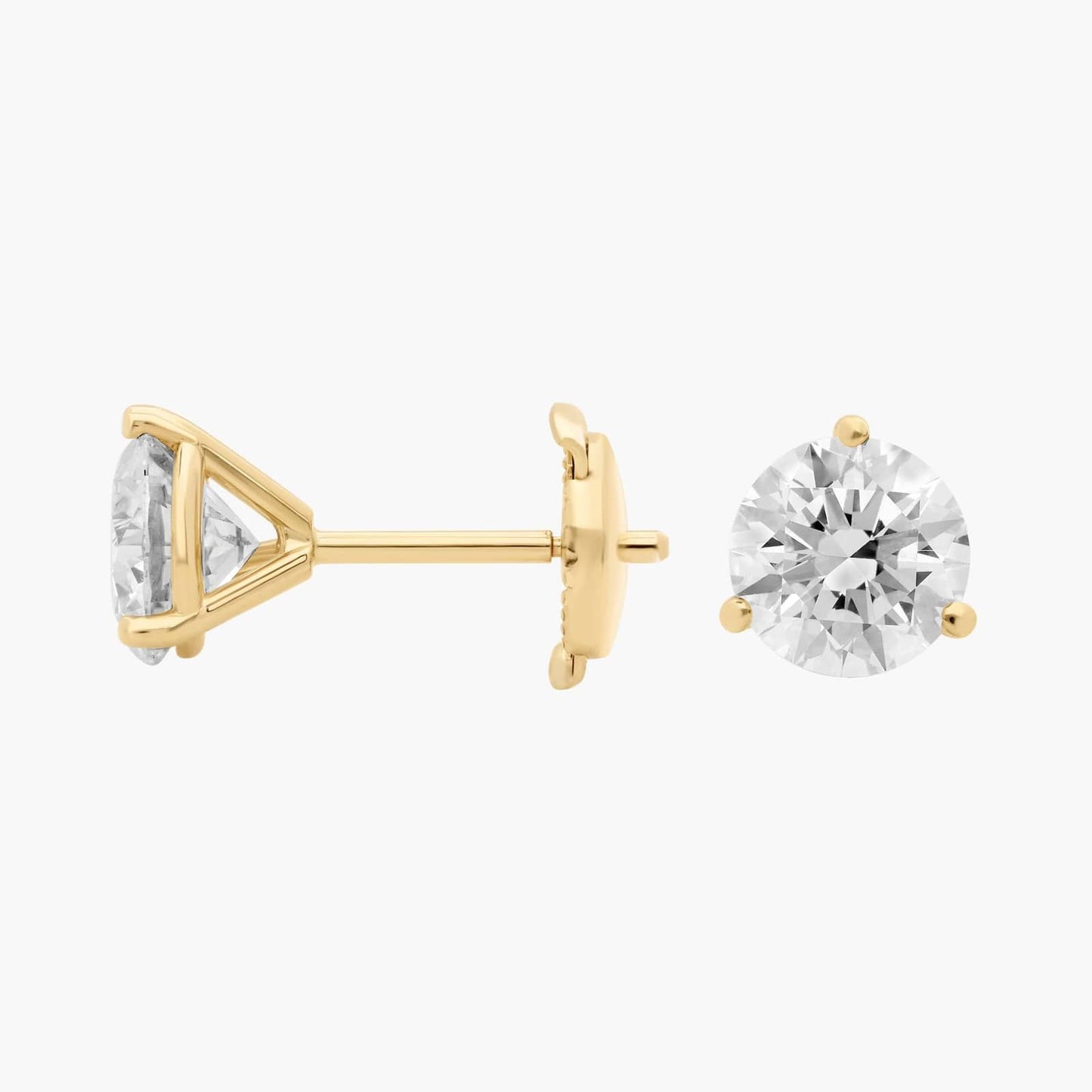 9K Three Prong Lab Diamond Stud Earrings