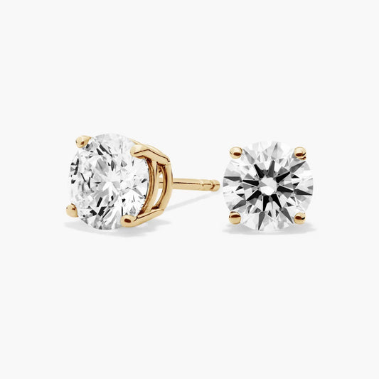 4 Prong Lab Diamond Stud Earrings 9K