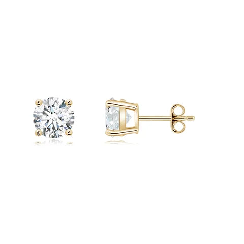 4 Prong Lab Diamond Stud Earrings 9K