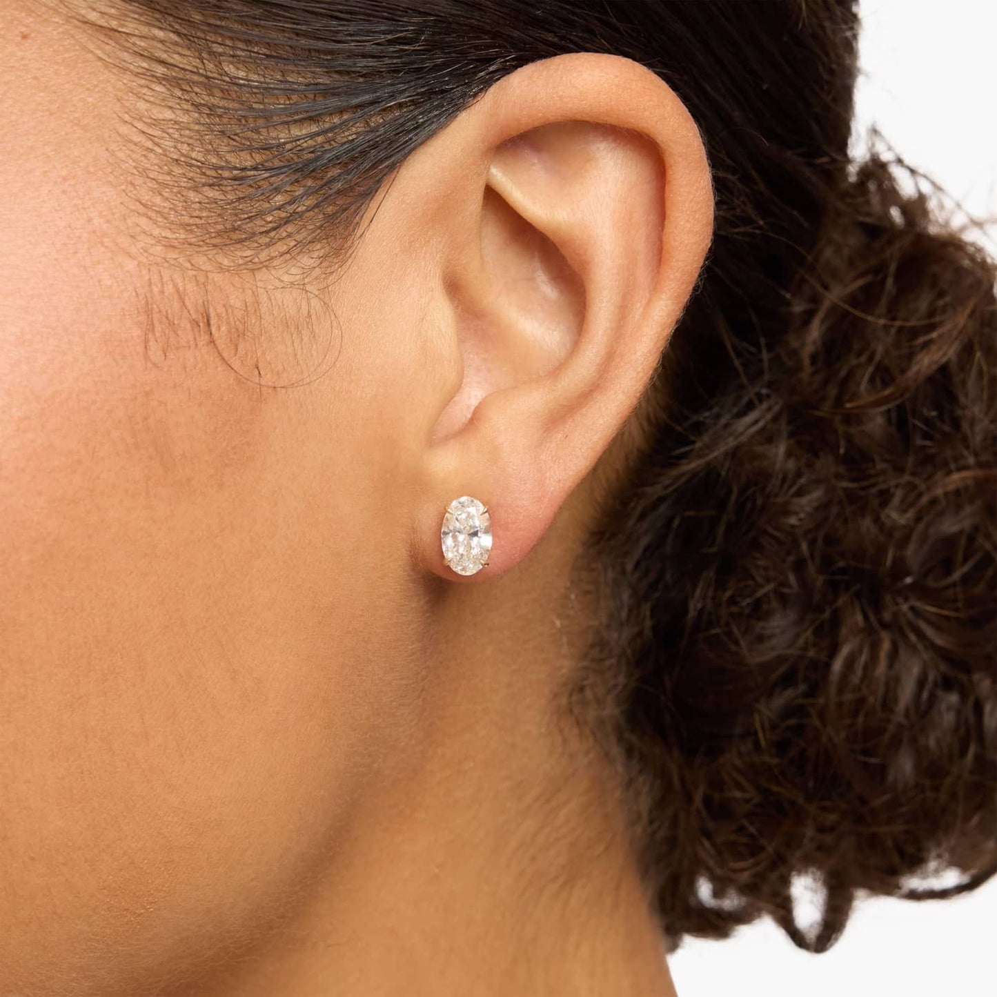 9K Oval Cut Lab Diamond Stud Earrings