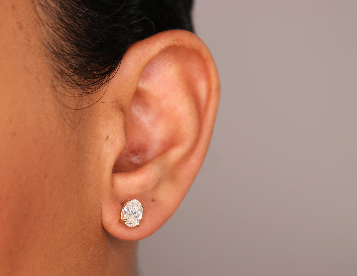 9K Oval Cut Lab Diamond Stud Earrings