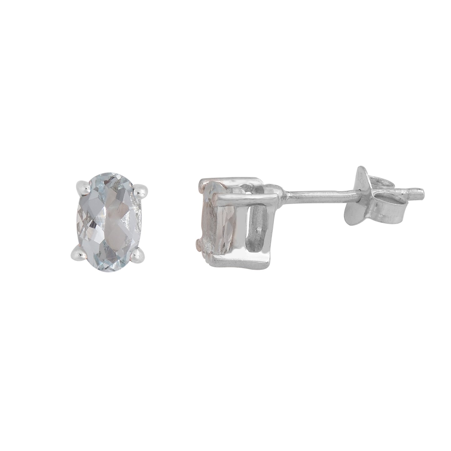 Solitaire Aquamarine Babies Stud Earrings