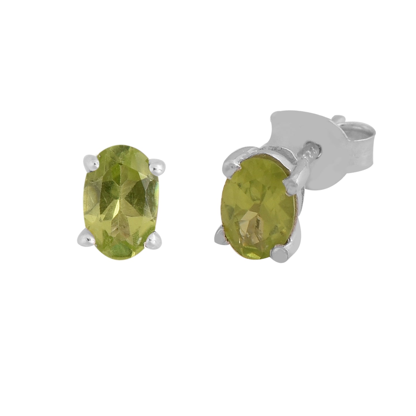 Silver Peridot Studs Earrings