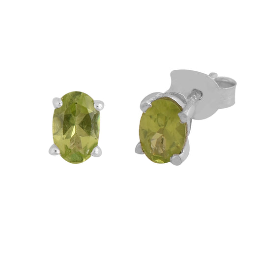 Silver Peridot Studs Earrings