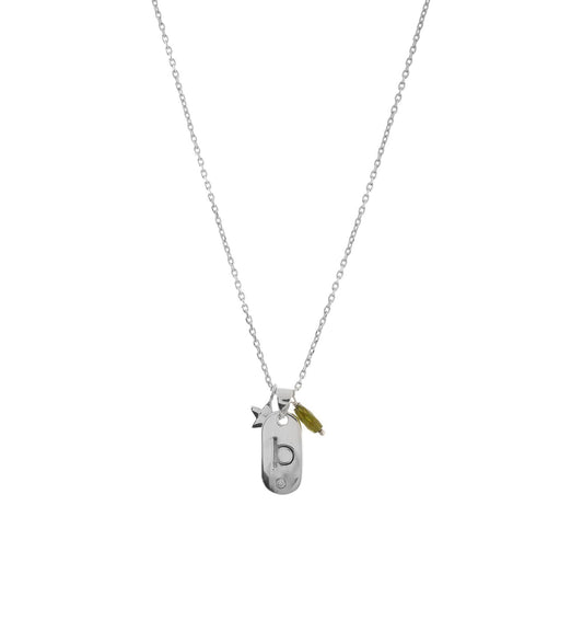 B Alphabet Charm Silver Chain