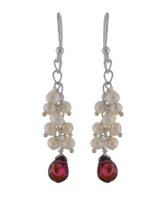 Pearl & Garnet Beaded Earrings