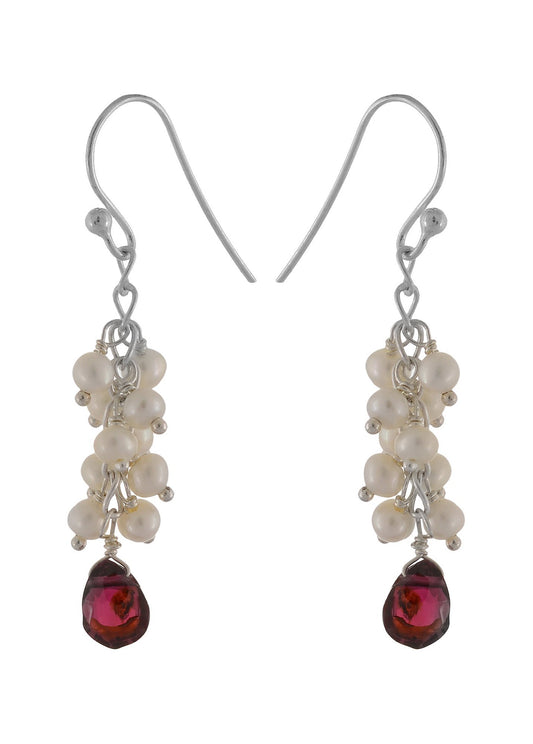 Pearl & Garnet Beaded Earrings