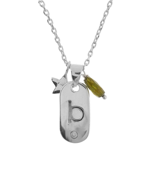 B Alphabet Charm Silver Chain