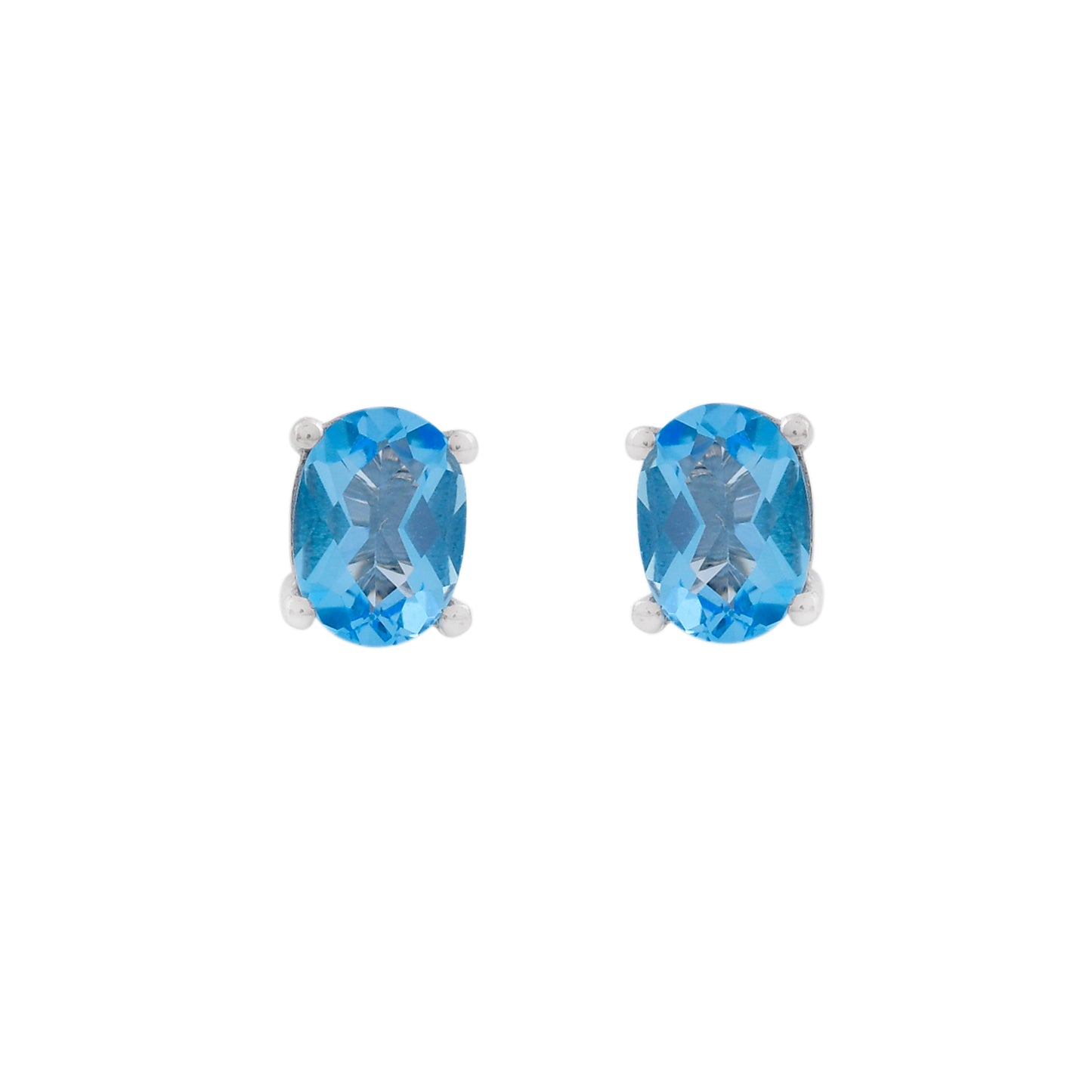 Solitaire Blue Topaz Stud Earrings
