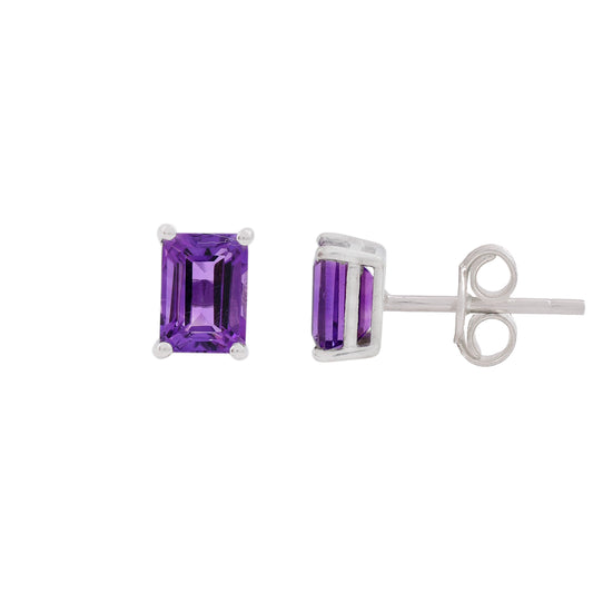 Silver Amethyst Stud Earrings