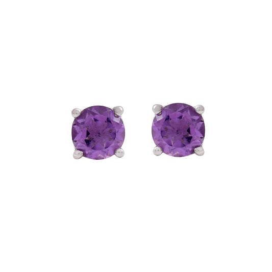 Round Amethyst Studs