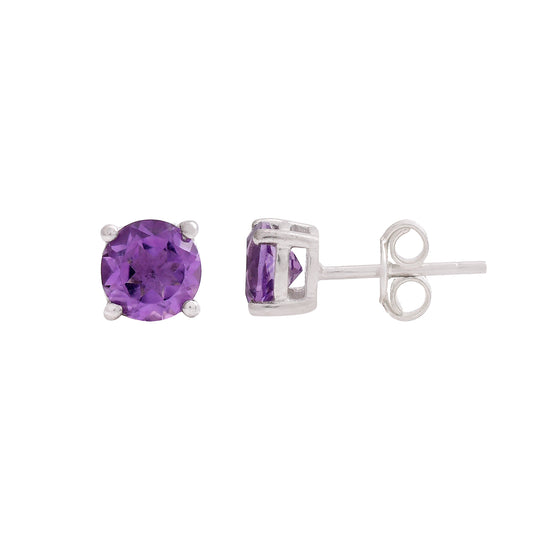 Round Amethyst Studs