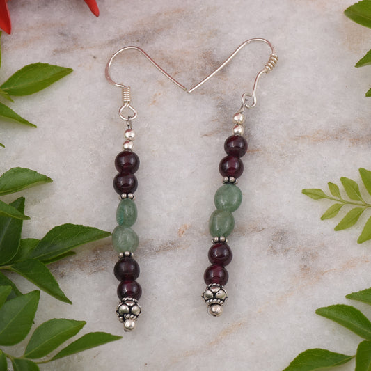 Garnet and Green Aventurine Earrings