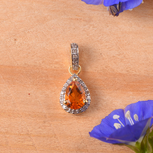 Citrine Diamond Pendant