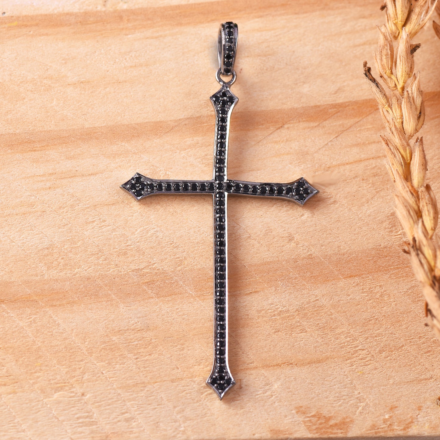 Black Spinel Cross Pendant