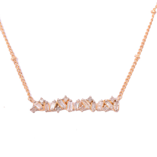 Dainty Diamond Bar Cluster Necklace