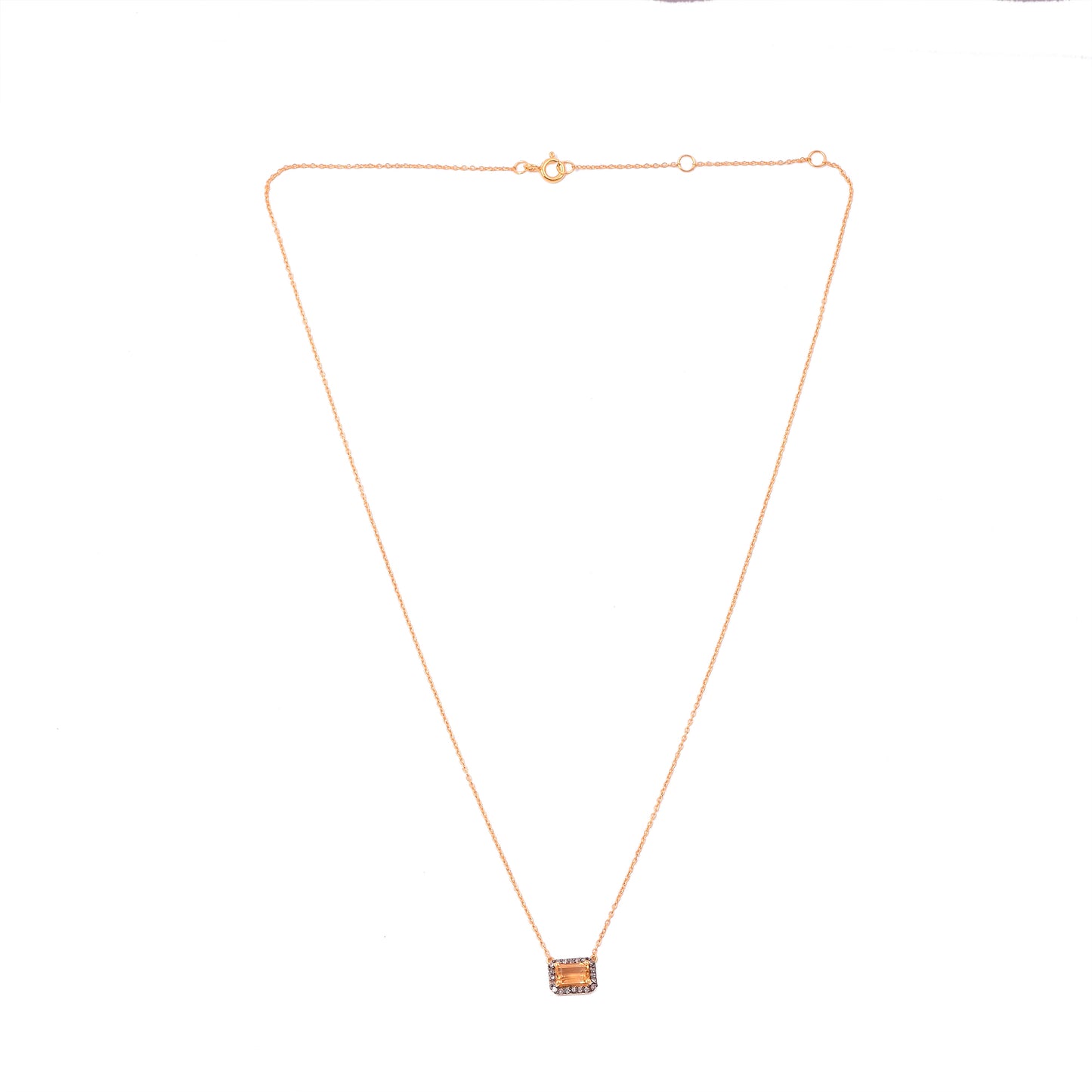Citrine Diamond Halo Necklace