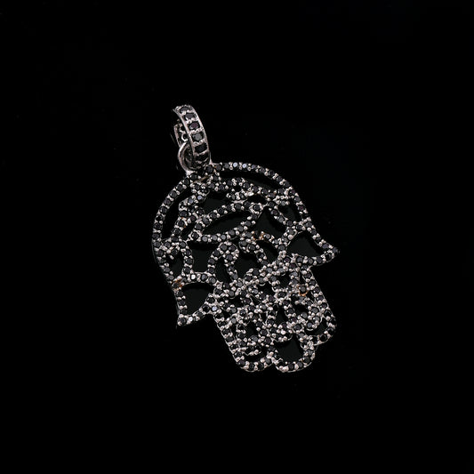 Hamsa Black Spinel Pendant