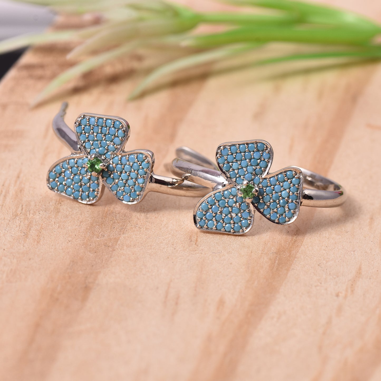 Turquoise & Tsavorite Earrings