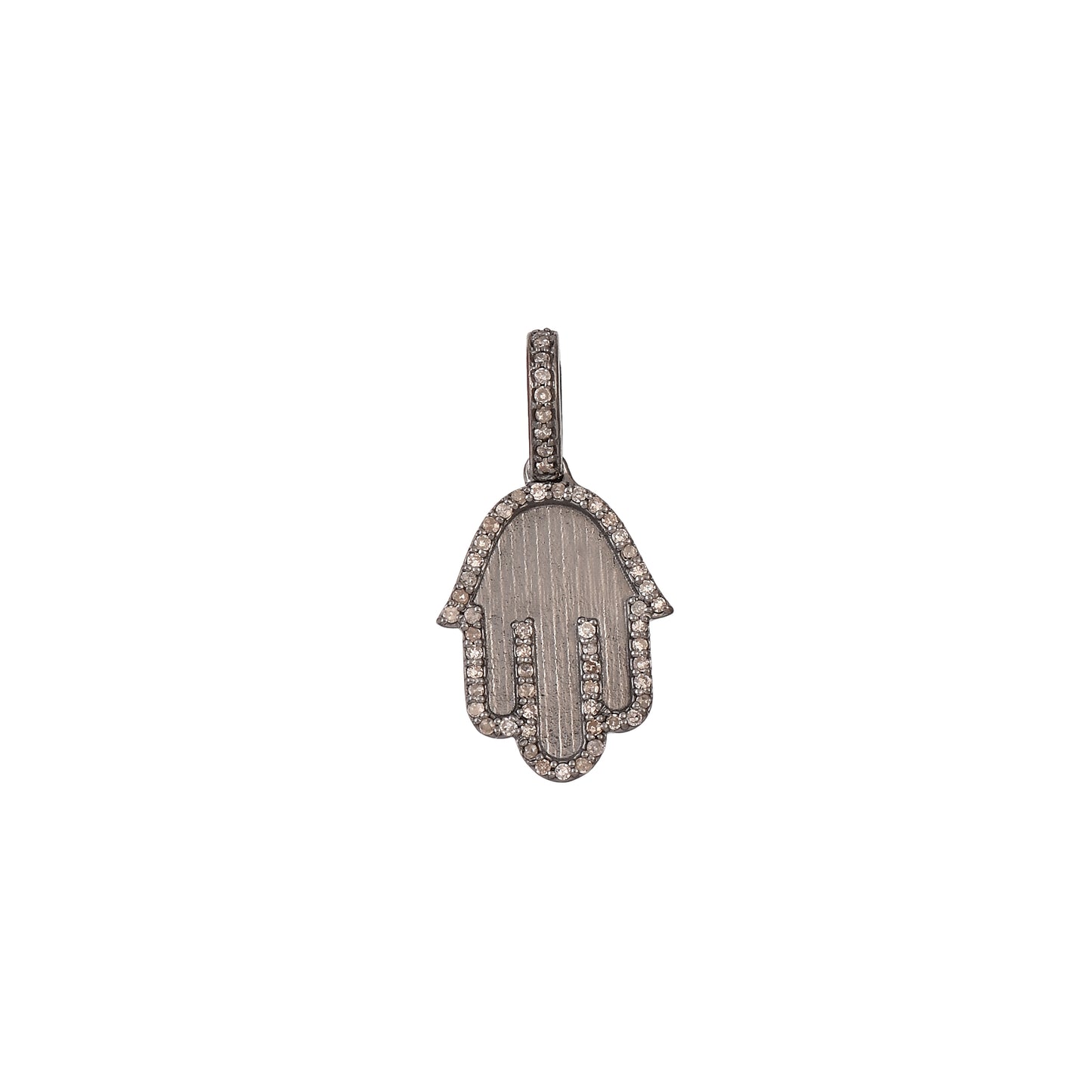 Hamsa Charm Silver Diamond Pendant