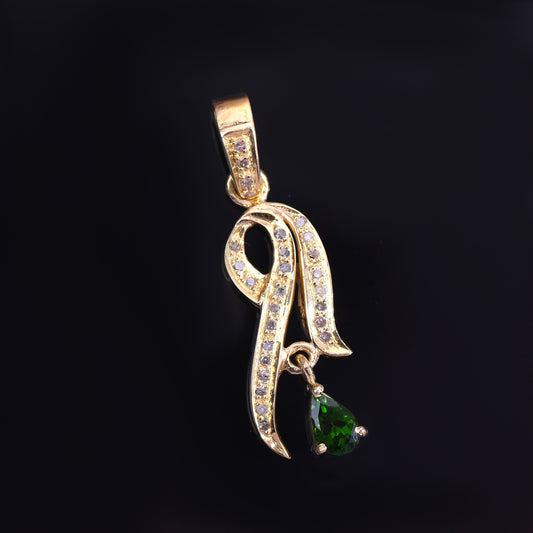 Green Tourmaline Diamond Pendant