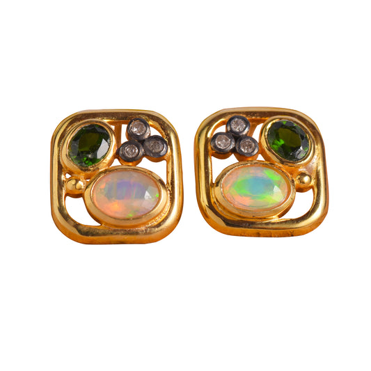 Opal Diamond Studs