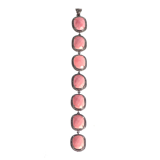 Pink Opal Bar Drop Pendant