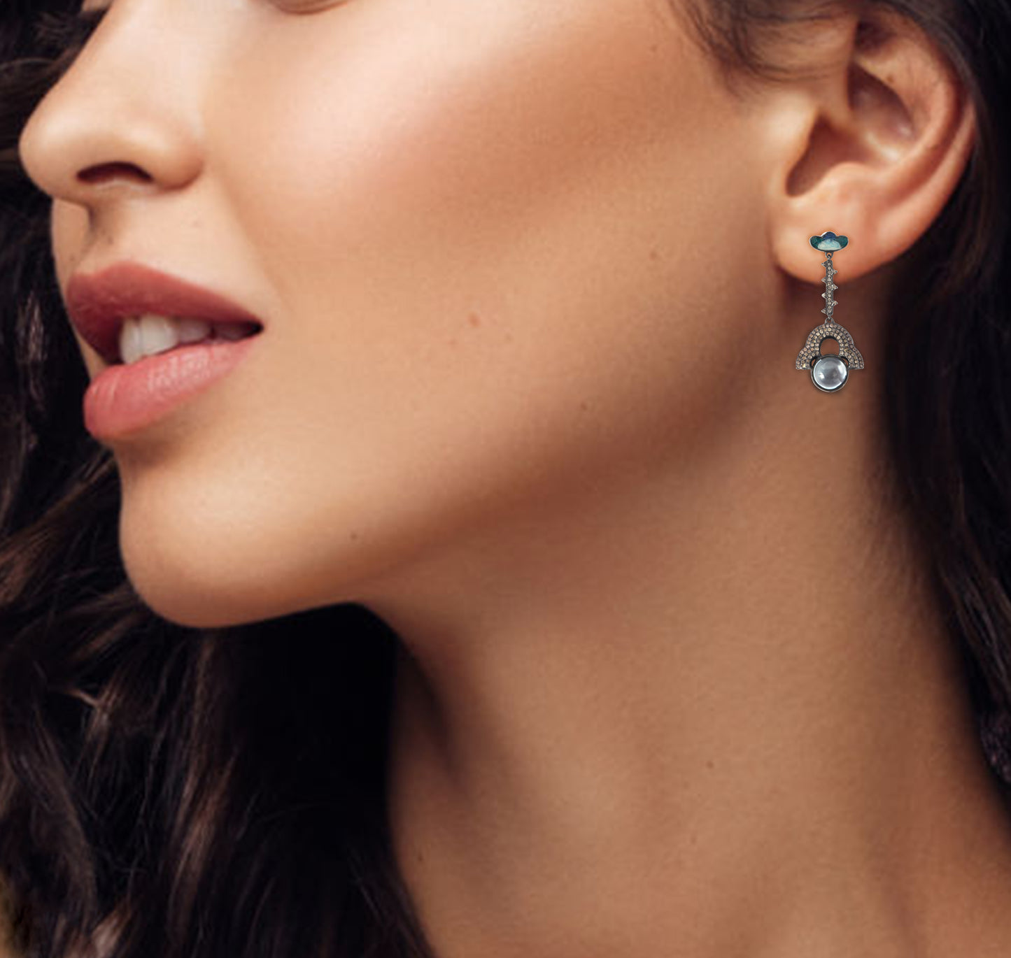 Dreamy Blue Topaz Long Earrings
