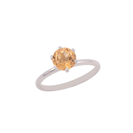 Round Solitaire Citrine Ring