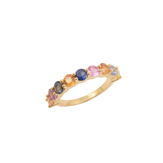 Rainbow Sapphire Eternity Band Ring
