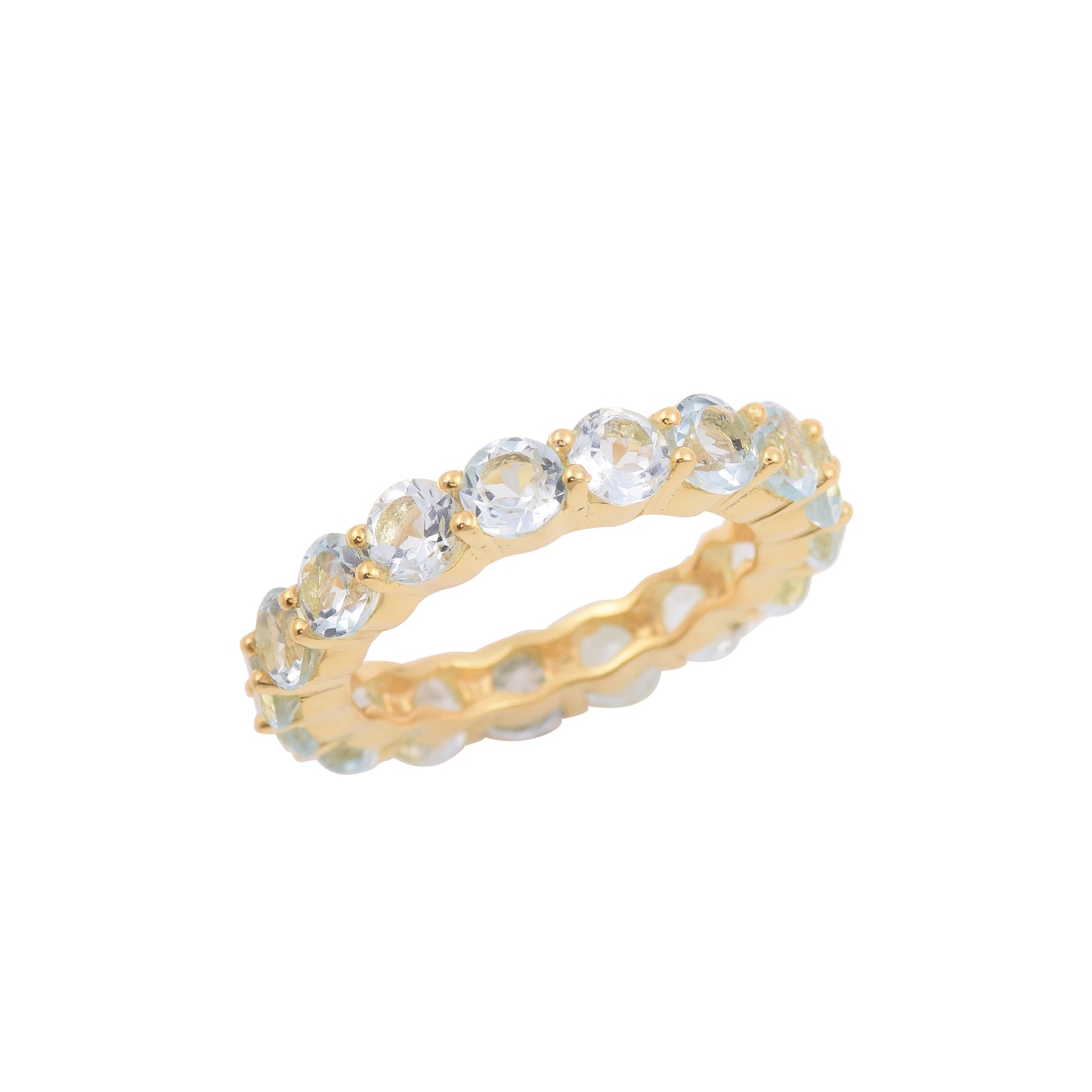 Round Aquamarine Eternity Band