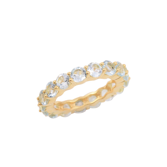 Round Aquamarine Eternity Band
