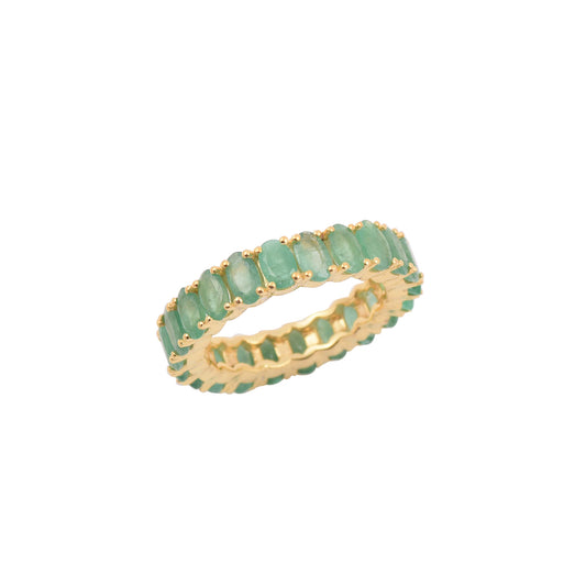 Silver Emerald Eternity Band Ring