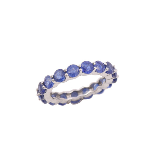 Silver Sapphire Eternity Band Ring