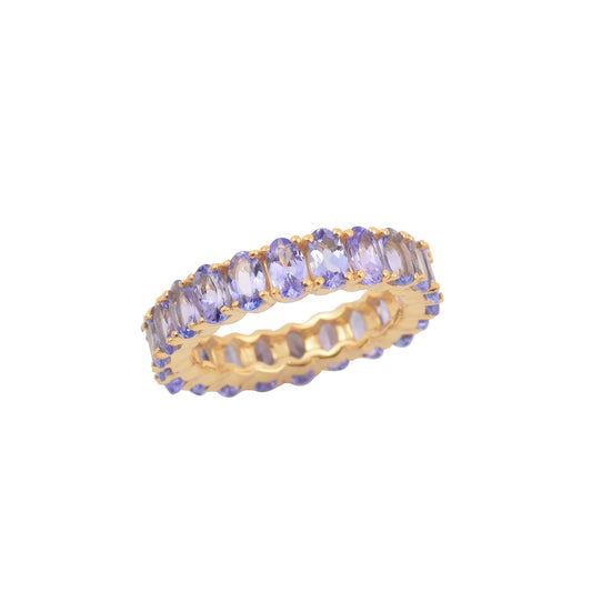 Silver Blue Tanzanite Eternity Band Ring
