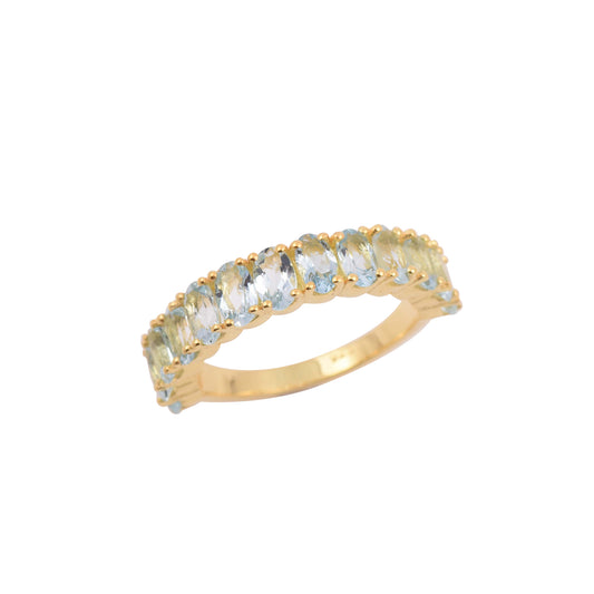 Aquamarine Half Eternity Band Ring