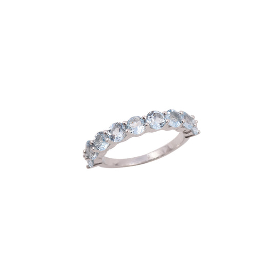 Round Aquamarine Eternity Band