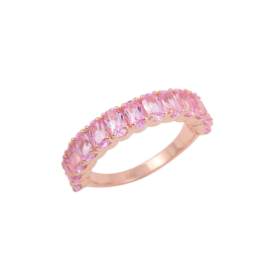 Pink Sapphire Half Eternity Band Rings