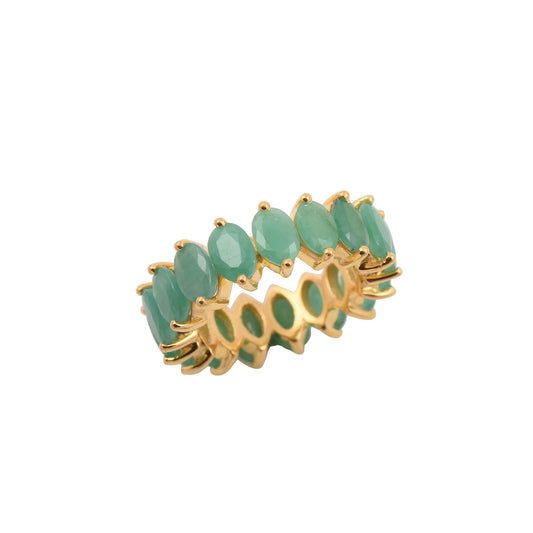 Silver Green Forest Emerald Eternity Band Ring