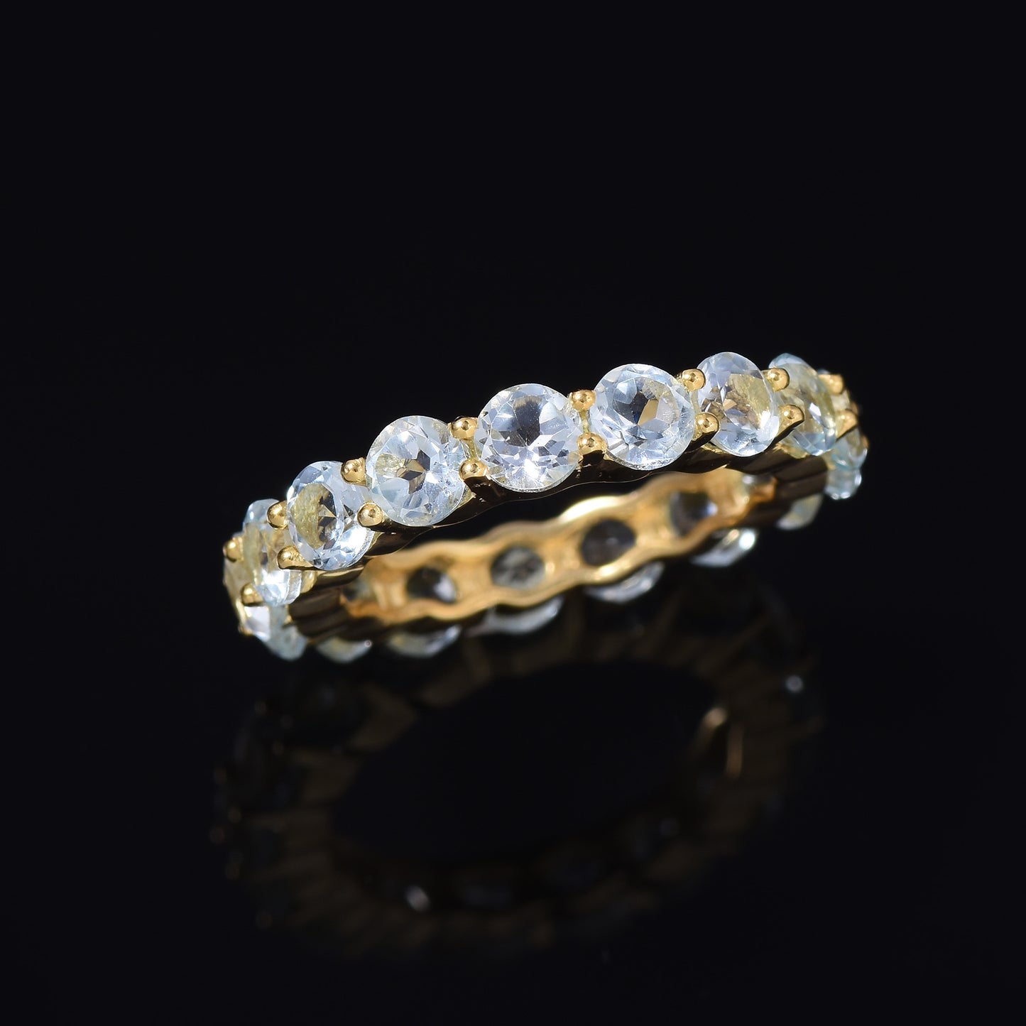 Round Aquamarine Eternity Band