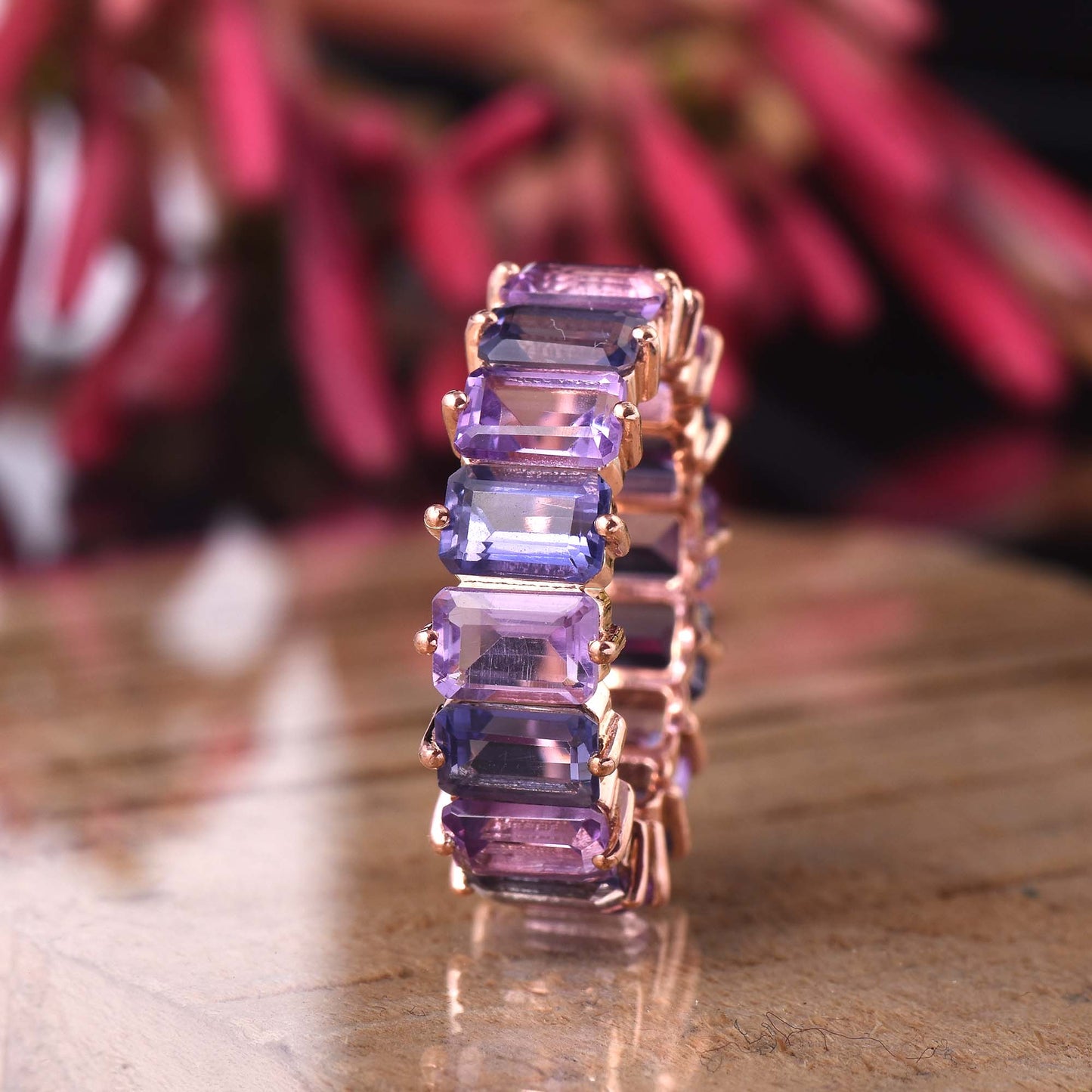 Amethyst & Iolite Eternity Ring