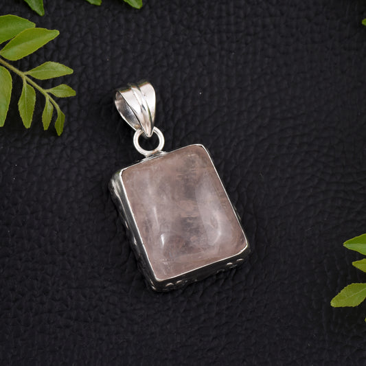 Rose Quartz Rectangular Gemstone Pendant