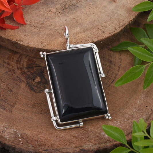 Black Onyx Silver Pendant